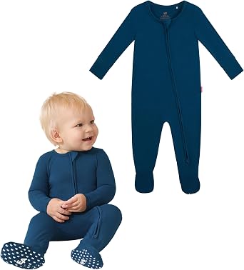 Bamboo Viscose Baby Boys Footie Pajama Long Sleeve One-piece Romper 2-Way Zipper Jumpsuit