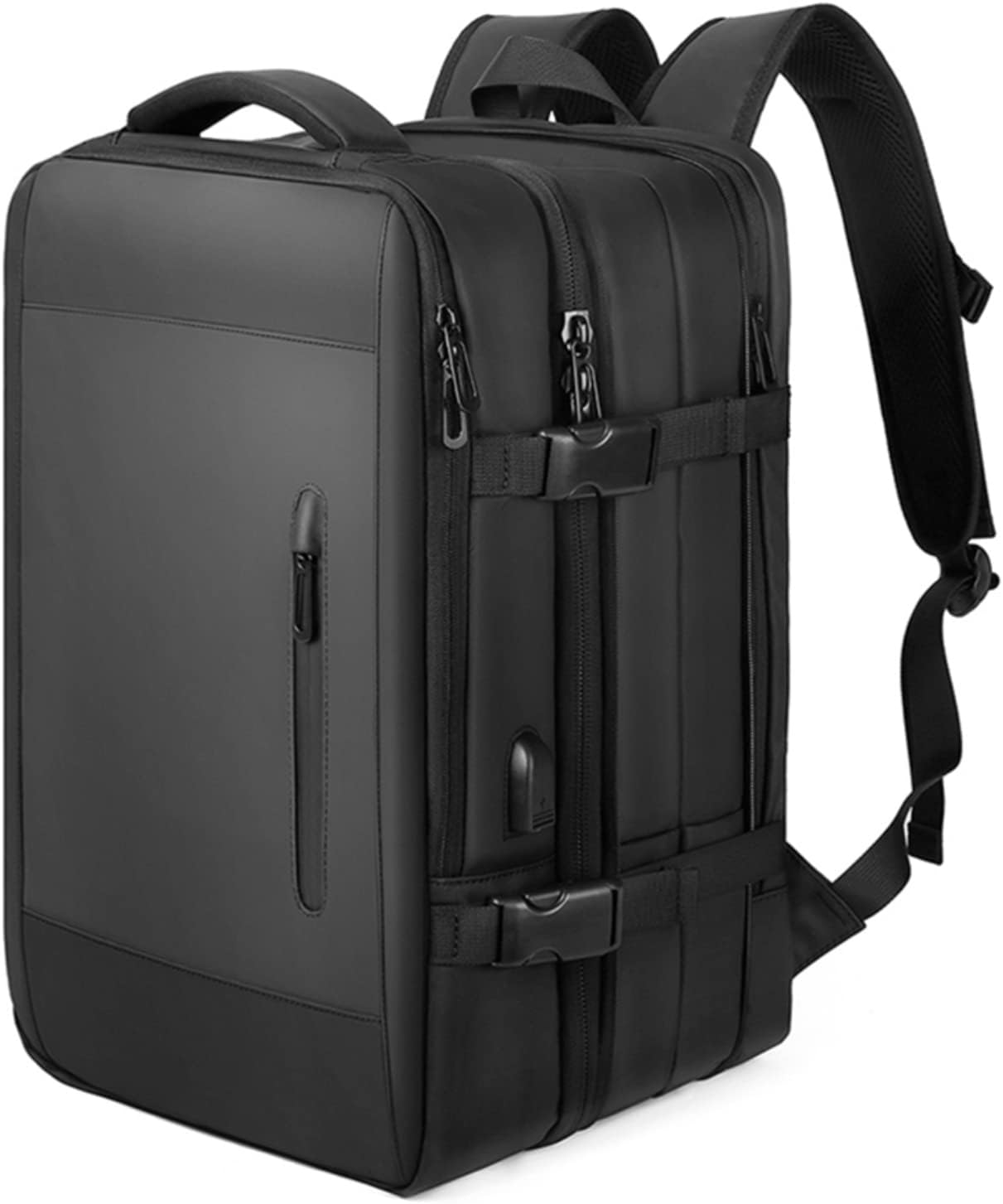 Large Laptop Travel Backpack for Women Carry On Airline Flight Approved Expandable Work Personal Item size Backpack with laptop compartment for College Men Hiking Waterproof Mochila de Viaje Black
