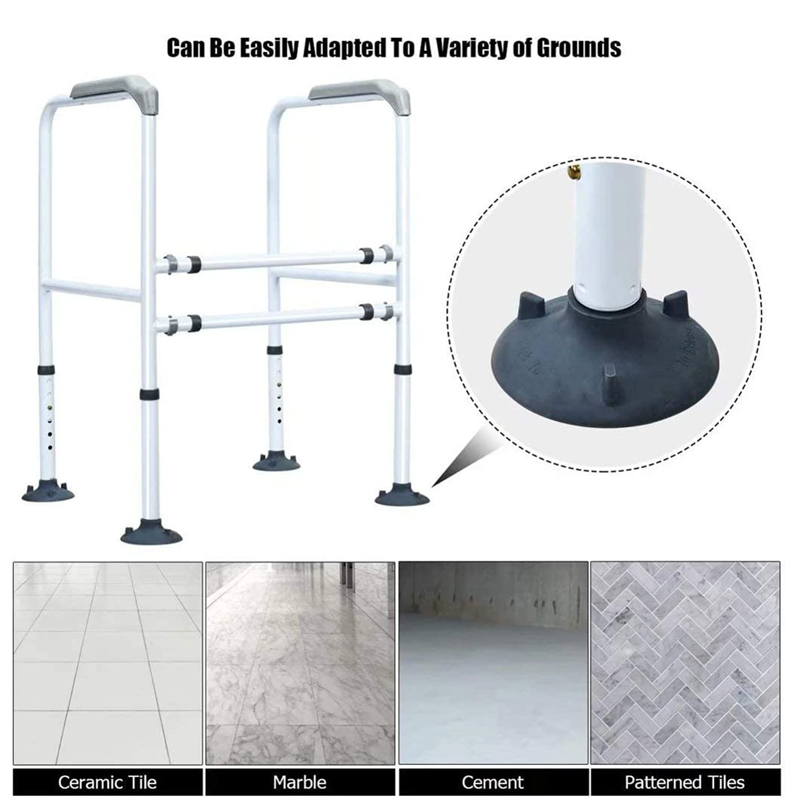 Reposabrazos para Inodoro Reposabrazos de Seguridad para Ancianos, Barras de Agarre de baño Ajustables y Libres para Ancianos con Ventosa Grande, riel de Seguridad para Inodoro Ind