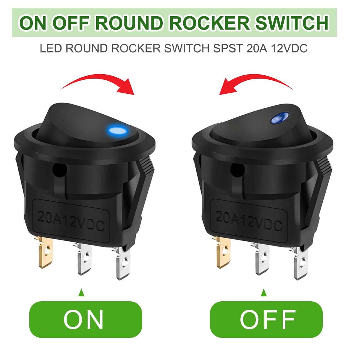 12v On Off Switch LALOCAPEYO 5PCS Round Toggle LED Switch 12V 20A 3-pin ...
