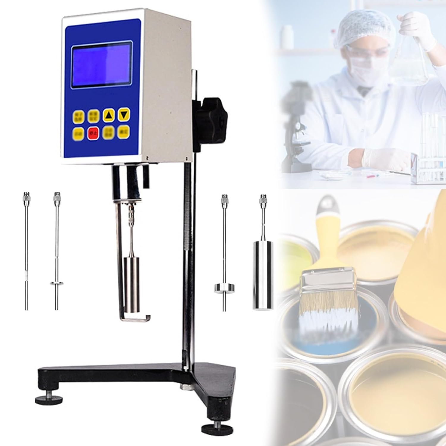 Digital Rotary Viscometer 1-2,000,000 Mpa.s Lab Viscometer Paint Ink Viscosity Meter ±3% Accuracy Fluidimeter Tester Meter with 4 Rotors