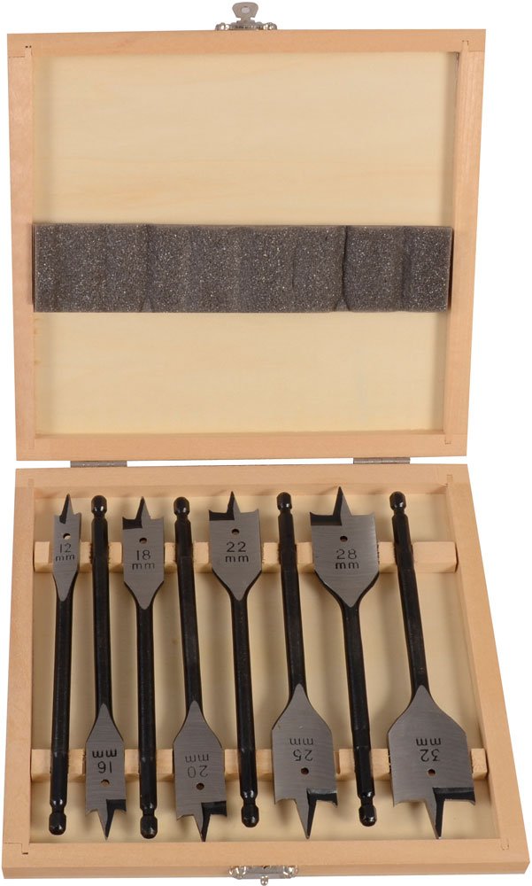 Set punte per legno piatte Projahn, 8 teilig diametro 12/16/18/20/22/25/28/32 mm 19699