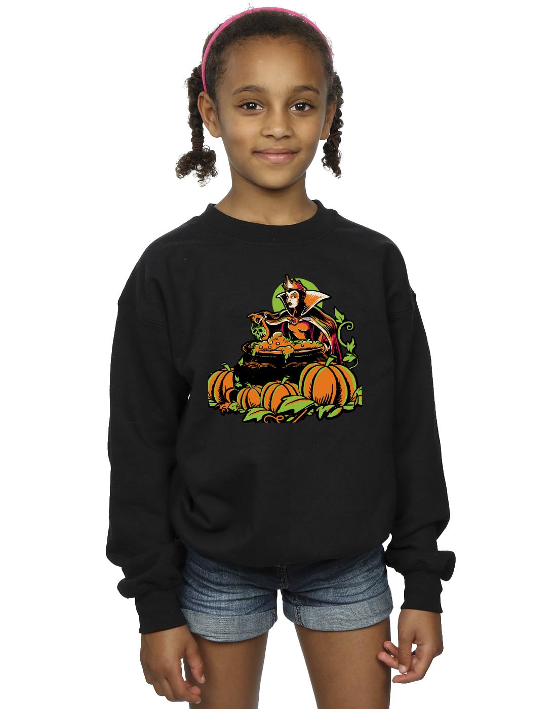 Absolute Cult Girls Black Disney Villains Evil Queen Halloween Sweatshirt Size 5-6 Years