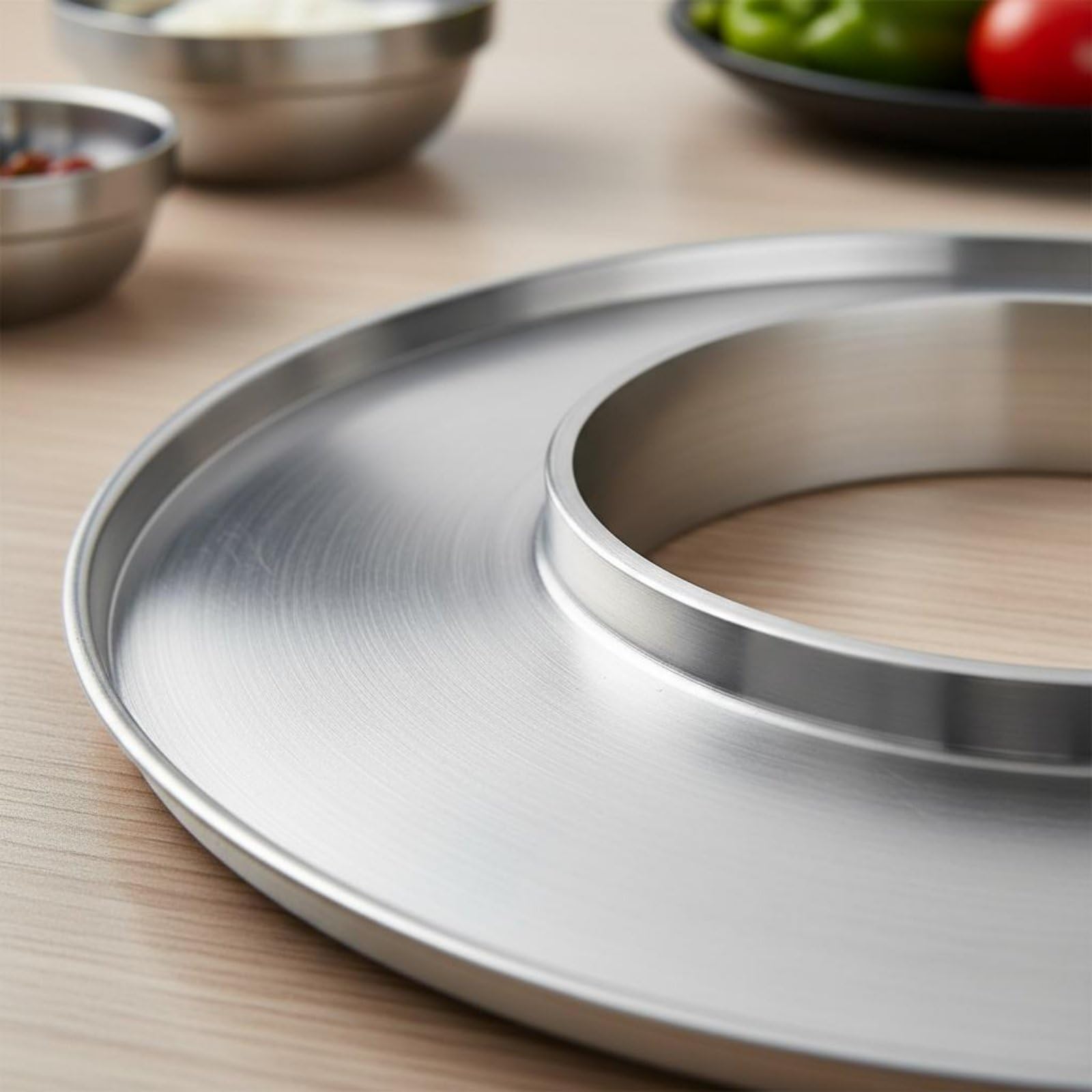 Plato Redo Acero Inoxidable Superficie Lisa Plato Circular Acero Inoxidable Lisos Banja para Cocina Caliente Pot, Aro De Acero Inoxidable