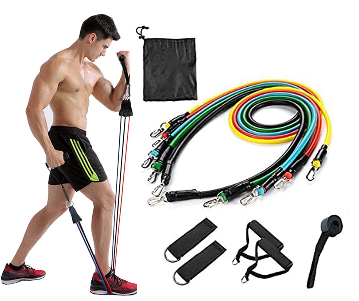 Harshitanjal 11 Pieces Unbreakable Resistance Bands Set for Home Workouts/Exercise for Men & Women,Multicolour (B09DX48162) Amazon Price History, Amazon Price Tracker