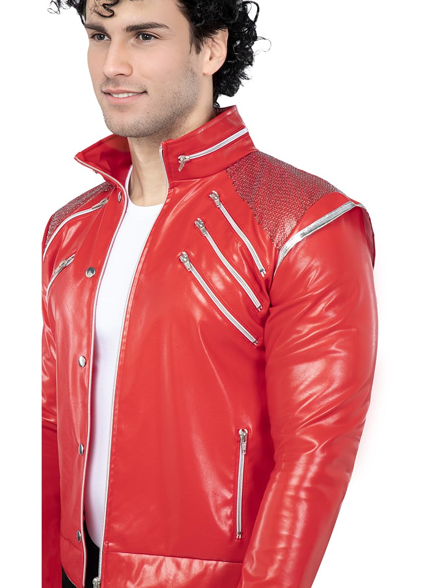 Funidelia | Veste de Michael Jackson Beat It pour homme Musique Pop, Groupes Musique, Chanteurs, Années 80 - Accesoires pour Adultes, accessoire pour déguisement - Rouge