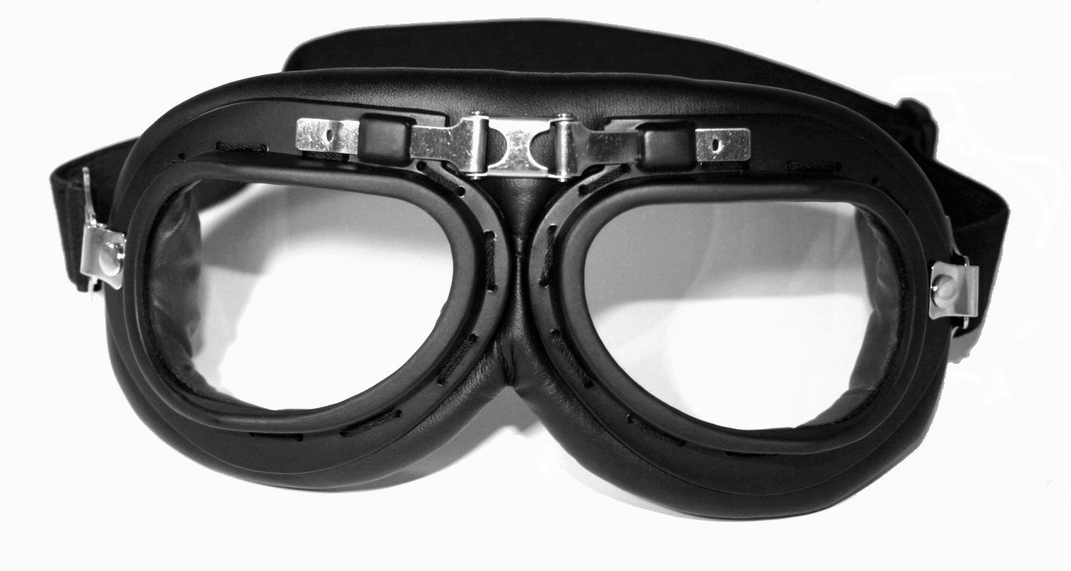 ATO Oldtimer Motorradhelm mit Fliegerbrille in Weiß Größe M 57 bis 58cm