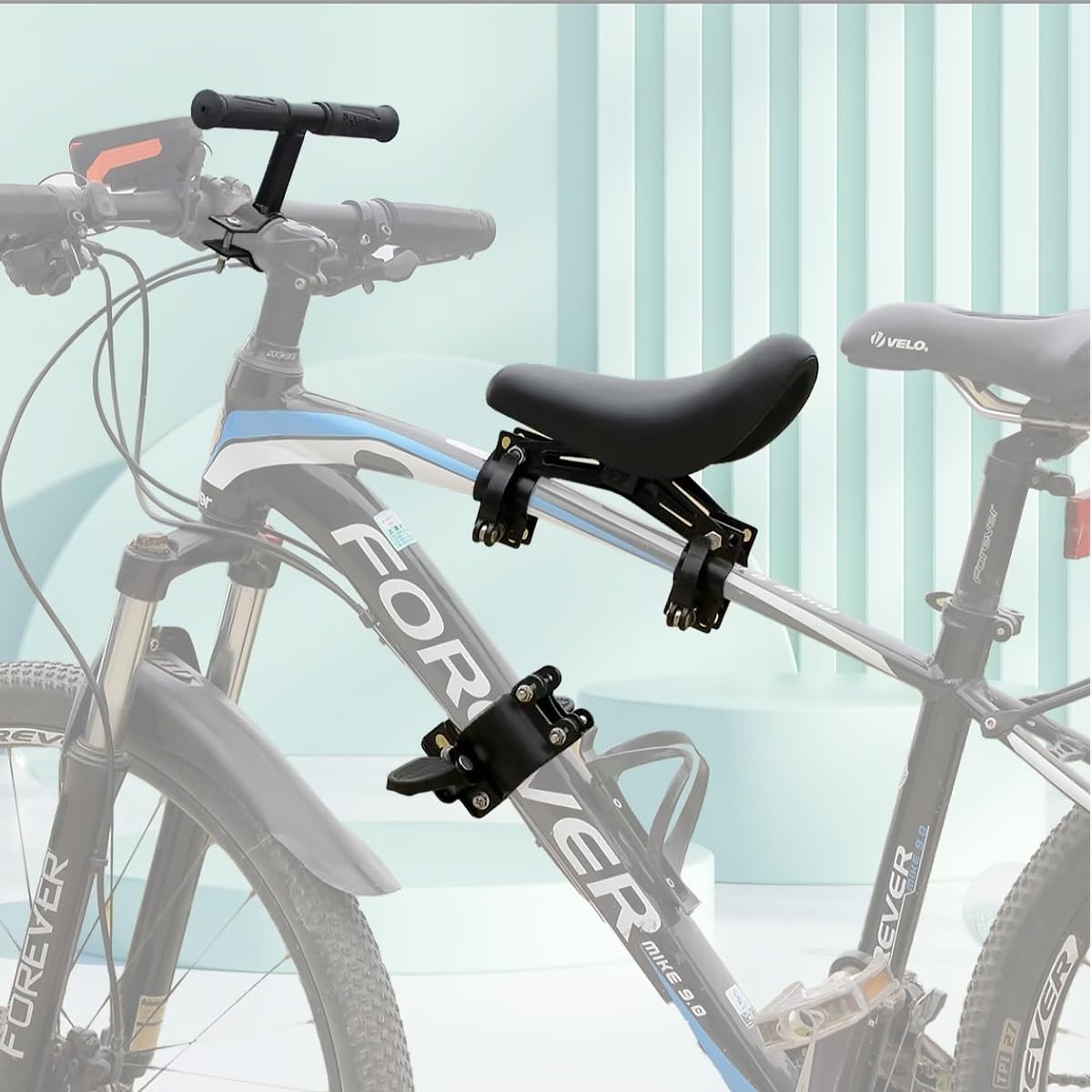 MidGard Fahrrad Kindersitz für Befestigen vorne am Rahmen, Kinder-Fahrradsitz mit Lenkergriffe für sicheren Halt, geeignet für Kinder im Alter von 2-5 