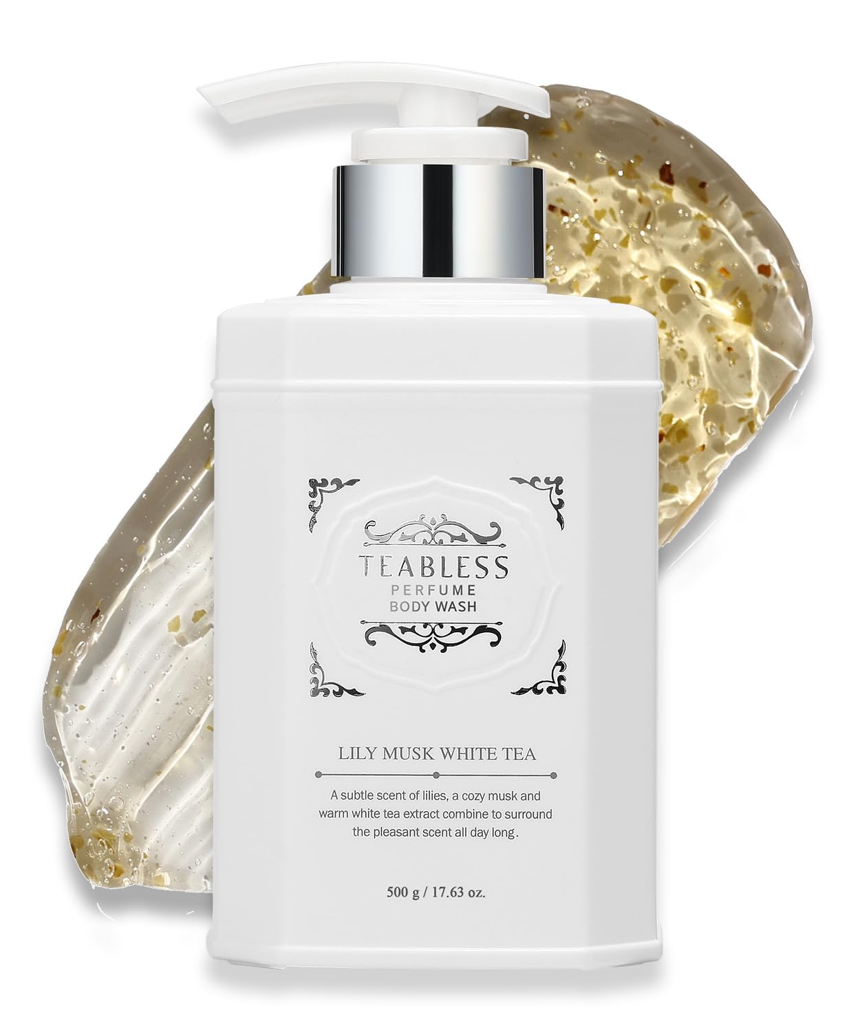 【公式】TEABLESS（ティーブレス）リリームスクホワイトティー パフュームボディウォッシュ 500g｜お茶とリリームスクの香り スクラブ配合 保湿 低刺激 ボディソープ 韓国コスメ