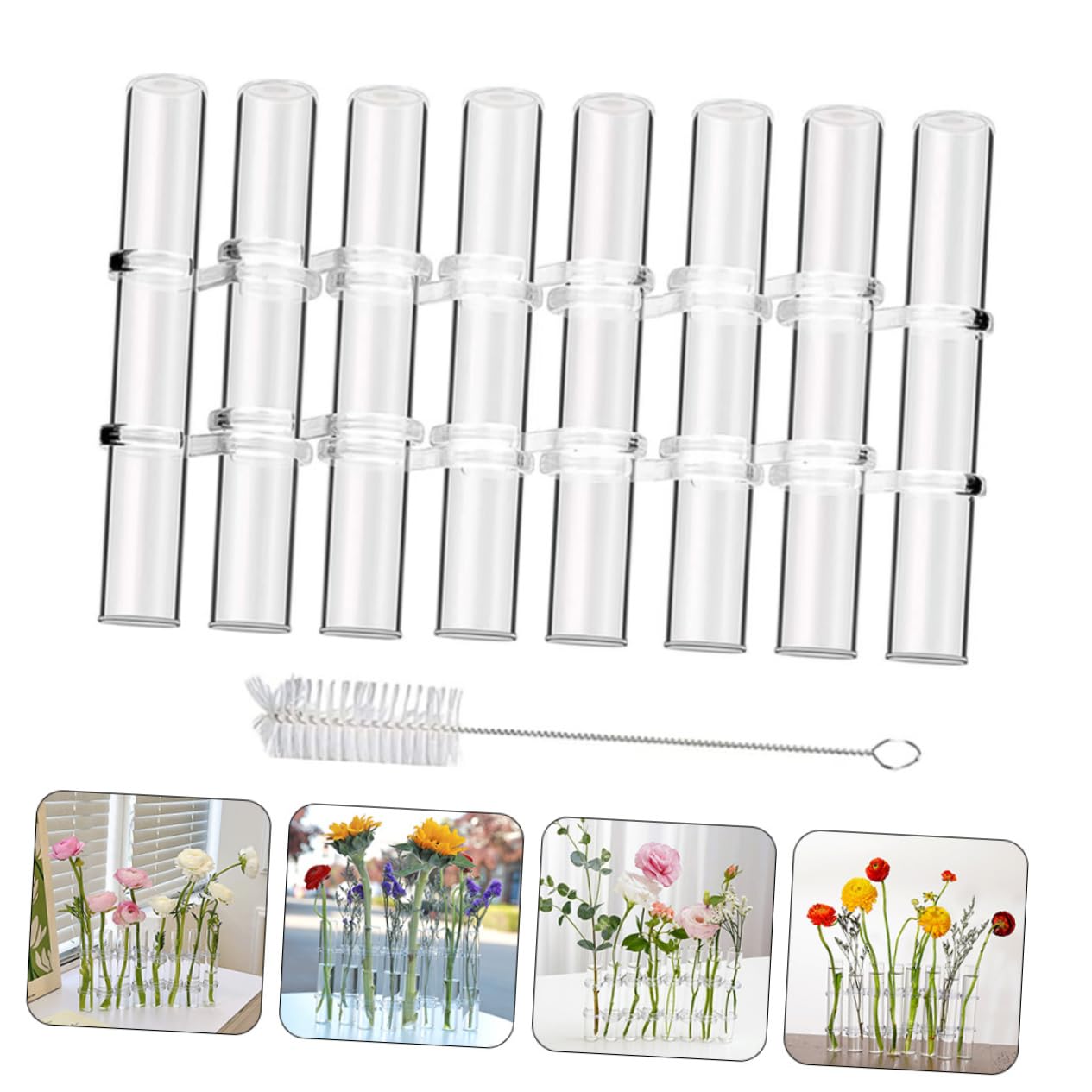 Vase à Fleurs en Verre Tube à Essai, 1 Set, pour Plantes Hydroponiques