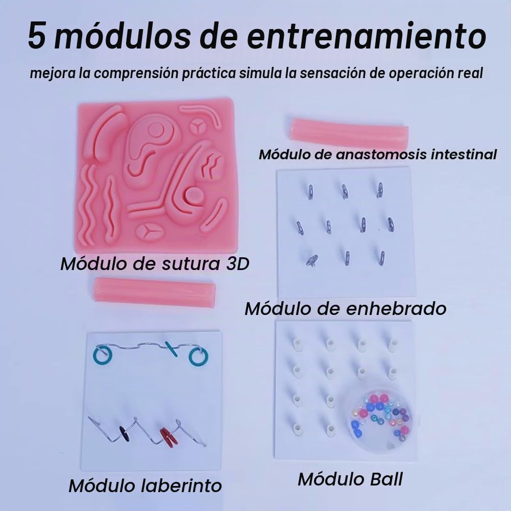 Kit de Caja de Entrenamiento Laparoscópico Simulado con Endoscopio y 4 Instrumento Quirúrgico y 5 Entrenamiento Módulos y Fuente de Luz para Aumentar la Experiencia Práctica en Cirugía 30°