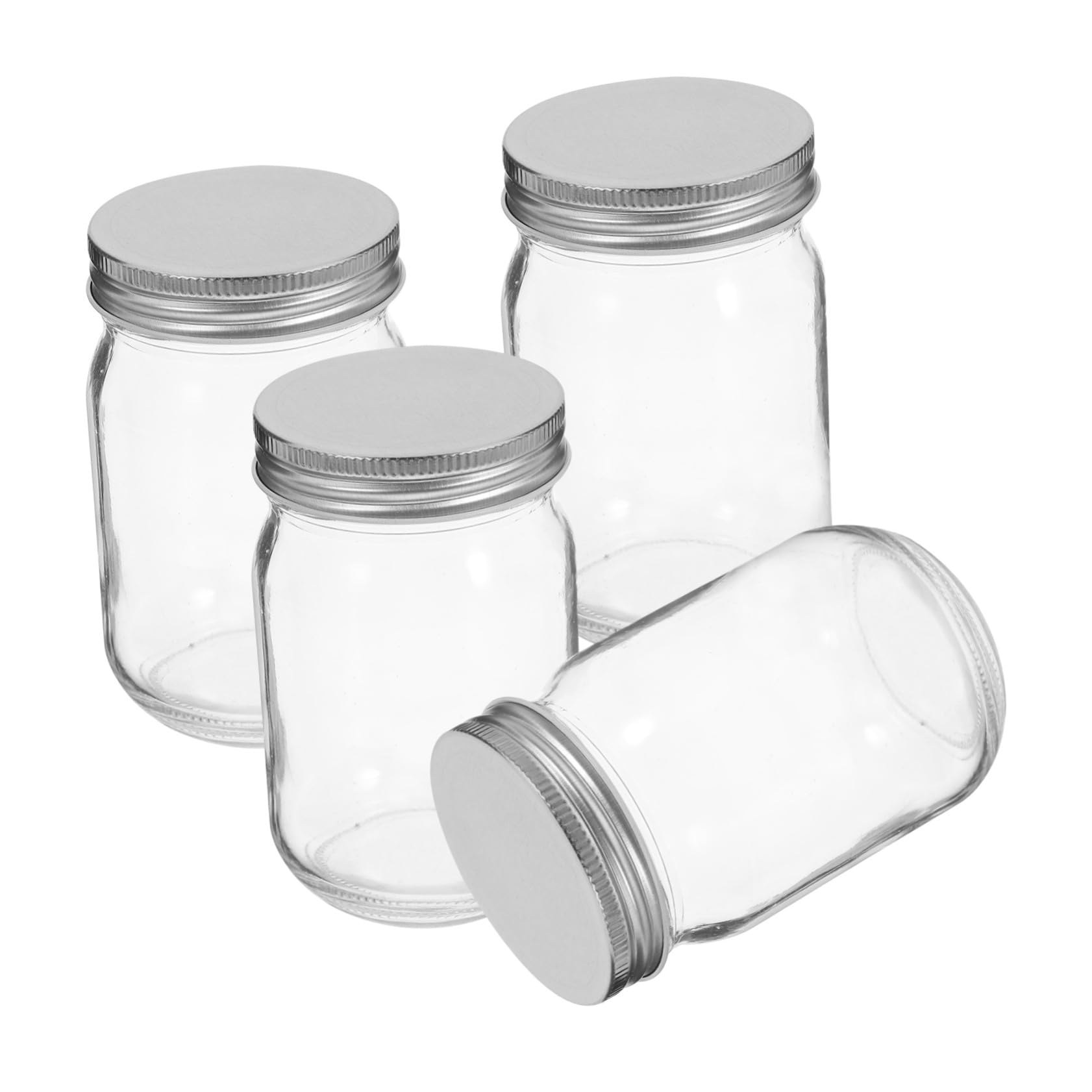 4 pezzi Barattoli in Vetro Trasparente con Coperchi Ermetici Riutilizzabili Contenitori Alimentari per Marmellate Conserve e Dolci Vasetti con Apertura Facili da Pulire e