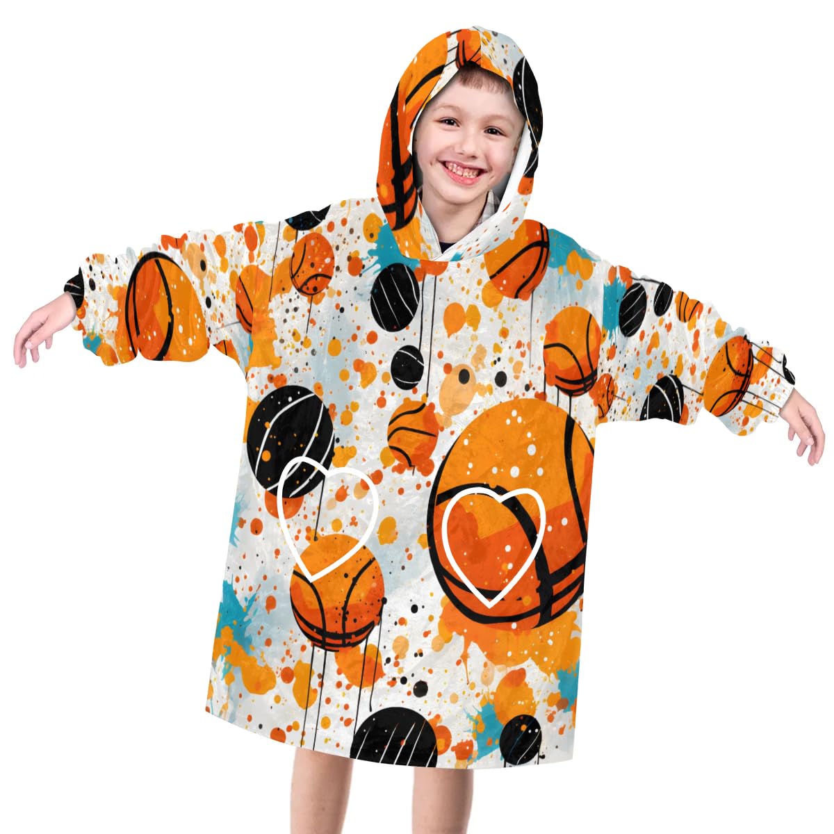 Wearable Blanket Hoodie for Kids, National football Fleece Sweatshirt Blanket Oversized Blanket Sweatshirt with Pocket Flannel Warm Hooded Blanket 6-10 Year Old Girl Boy Gift, One Size