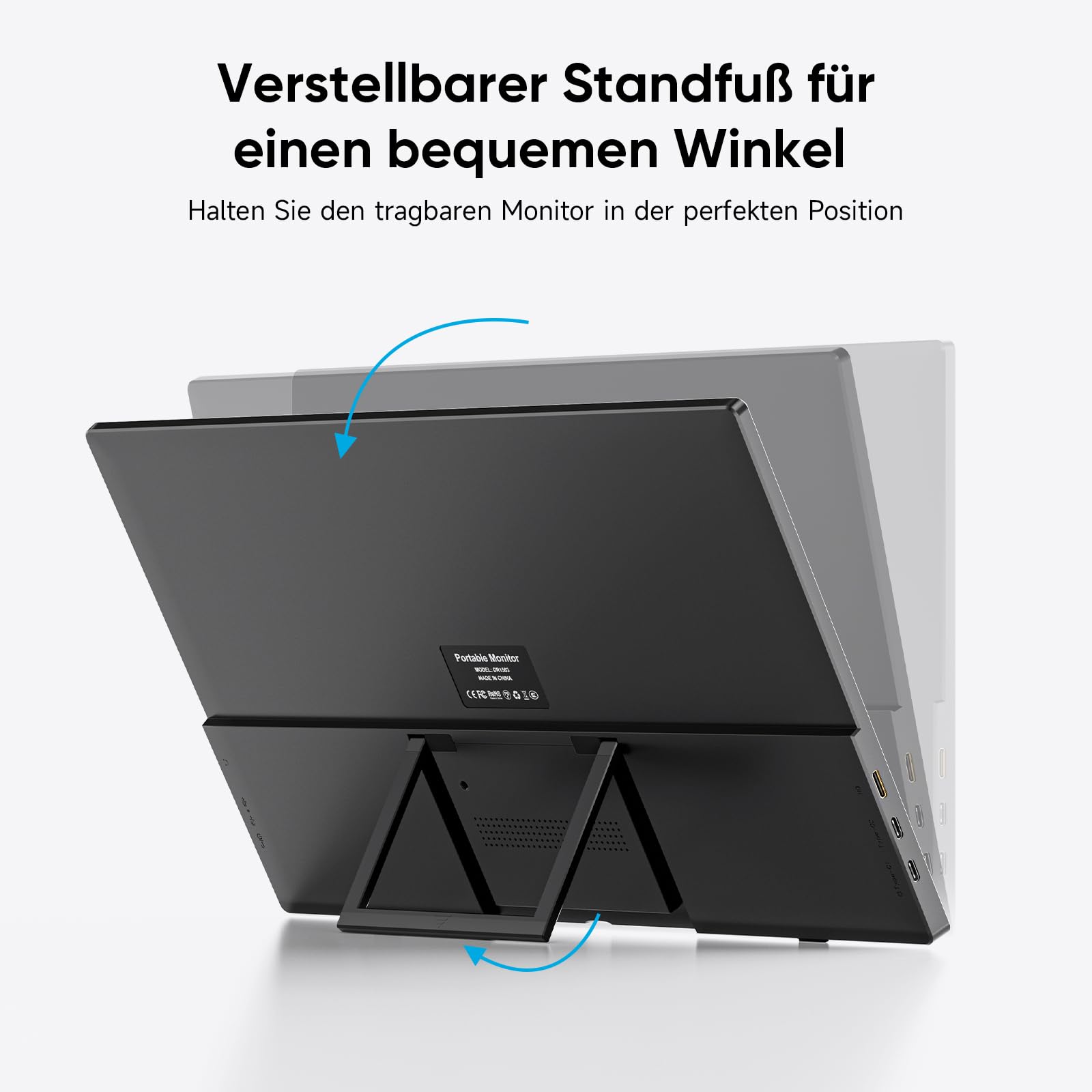 Dopesplay Monitor Przenośny 15,6 cala, Ultra-cienki FHD 1080P IPS, Mobilny Monitor USB z Podstawą i Głośnikami, Kompatybilny z Laptopem, PC, Mac, PS4/5, Xbox i Switch