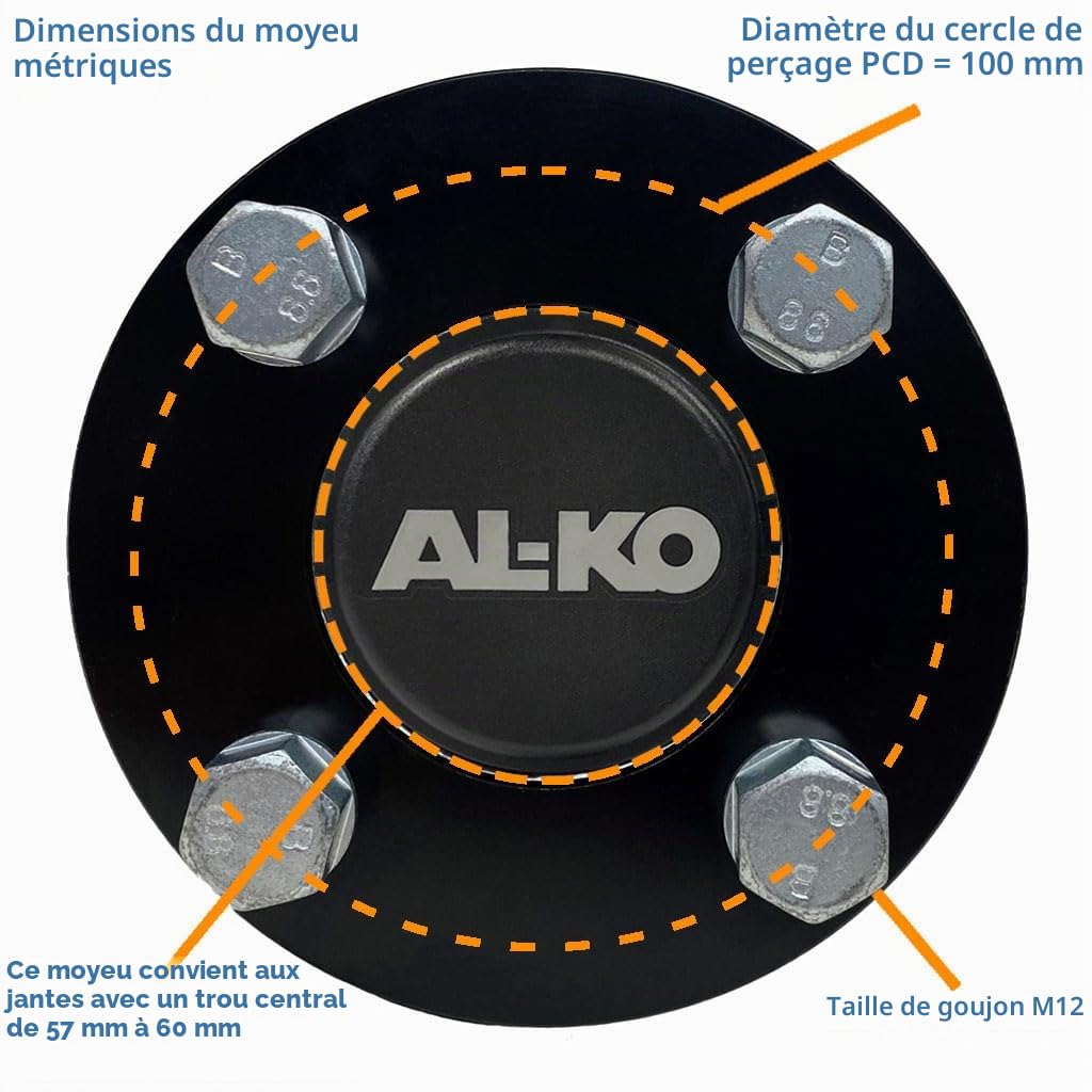 Kit de remorque pour Quad ATV 20x10.00-8 Roues P332 pour herbe Moyeux ALKO & Essieux courts Attelage 750 kg
