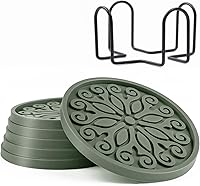 Vista 11 de Posavasos para bebidas, silicona con soporte, juego de 6 – Gran regalo de cumpleaños, inauguración de la casa, decoración de habitación, bar, fiesta