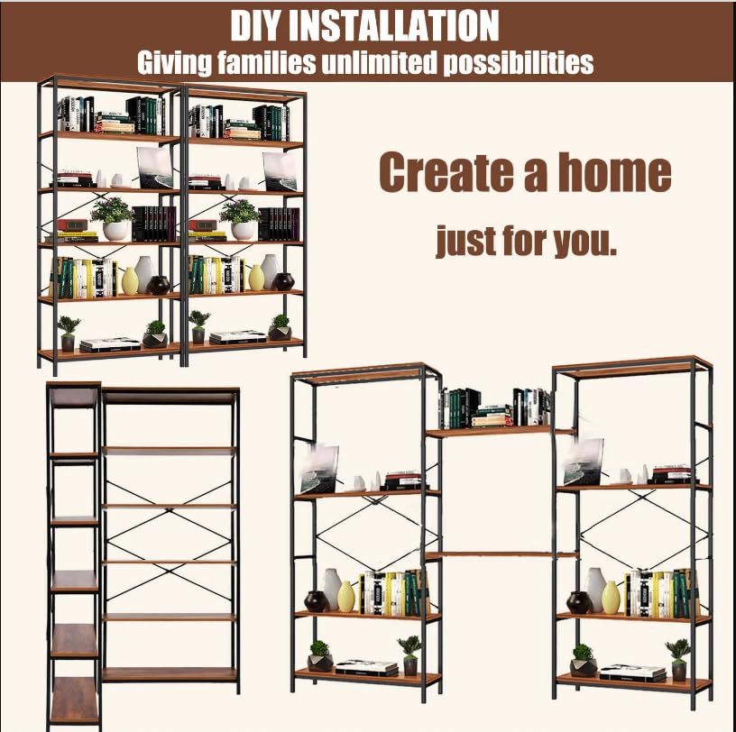 Scaffale Autoportante Moderno A 6 Ripiani, In Metallo E Legno - Ideale Per Casa, Ufficio, Garage - 85x35x188 Cm, Colore Nero