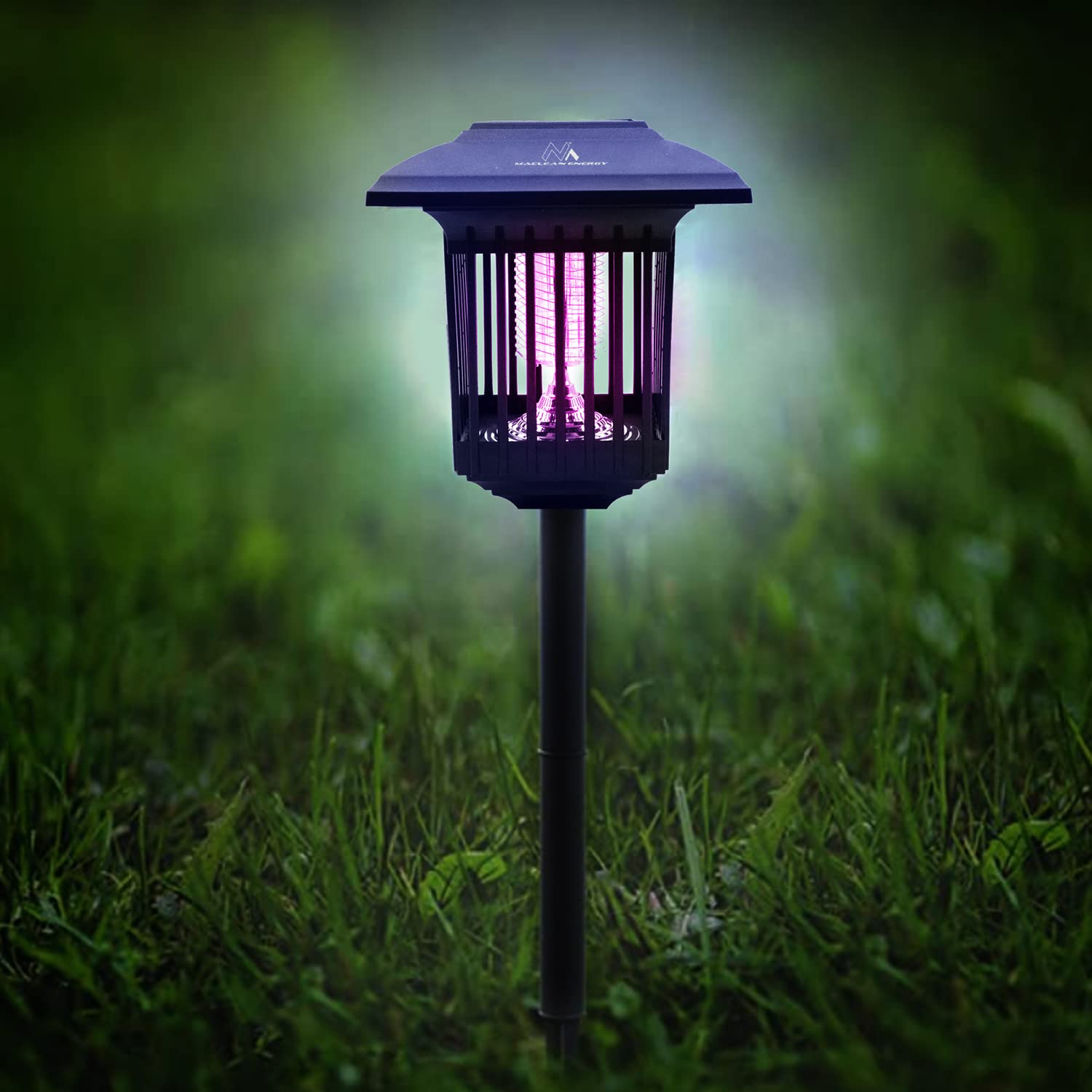 Maclean MCE448 Profesjonalna Solarna Lampa Owadobójcza UV na Komary, Ćmy, Owady, Odstraszacz na Komary do Ogrodu na UV, Stopień Ochrony: IP44, Lampa Solarna z Czujnikiem Zmierzchu, Lampa na Ćmy