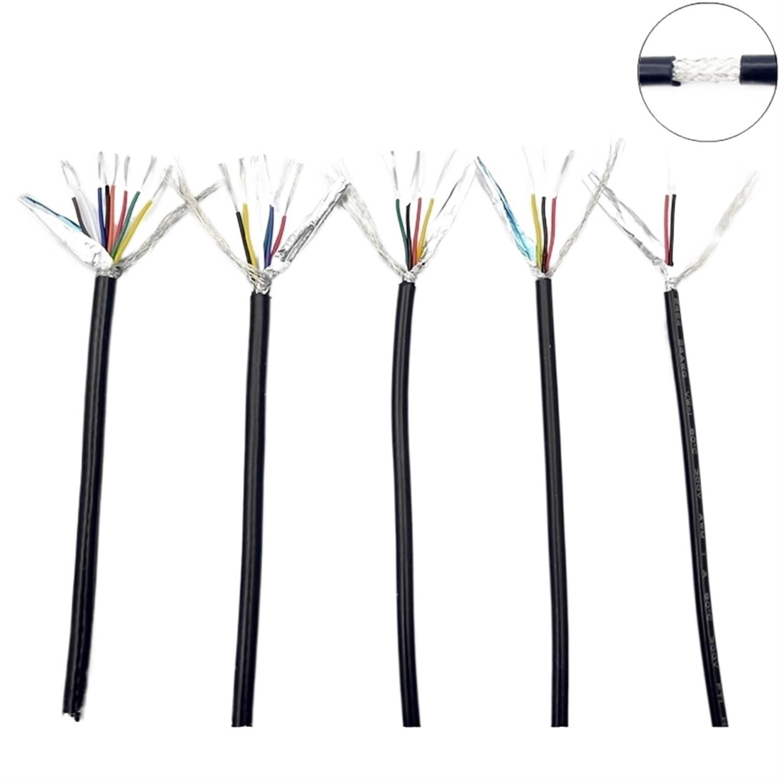 cavo schermato, Cavo schermato UL2464 in rame 24AWG da 2 a 8 conduttori, lunghezze multiple(8cores,5meter)