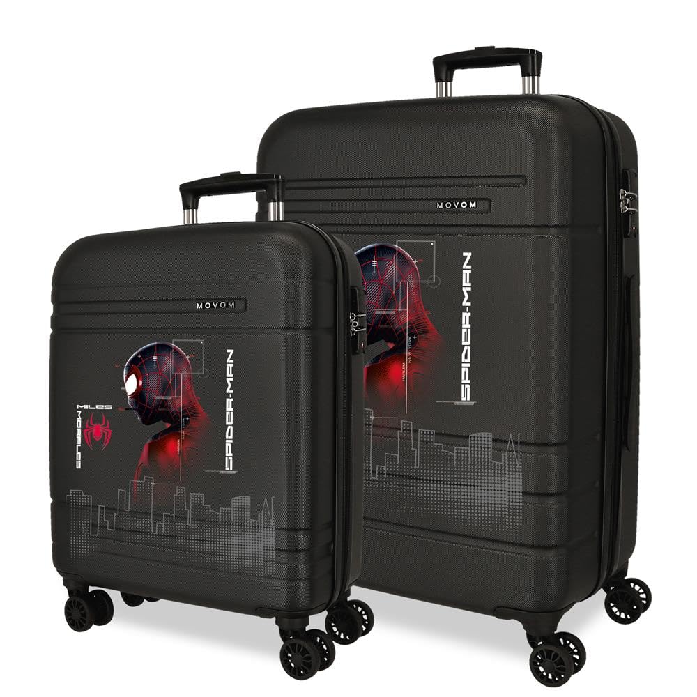 Joumma Marvel Spiderman Technology Suitcase Set Black 55/68 cm Rigid ABS Closure TSA 111L 6.5kg 4 Double Wheels