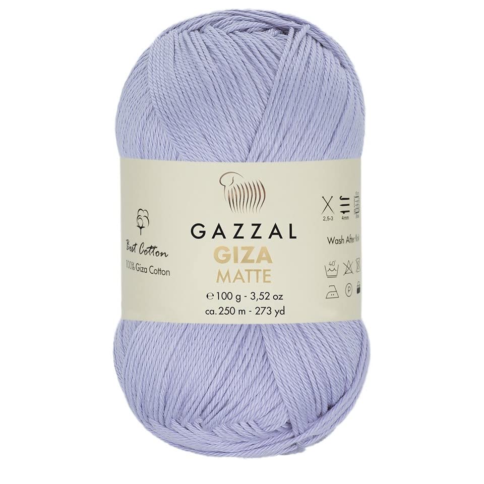 Gazzal Gizza Matte 100% Mercerised Cotton Yarn, 1 Skein 100 g 250 m, No Pilling, Oeko-TEX Quality Certificate, Color 5571