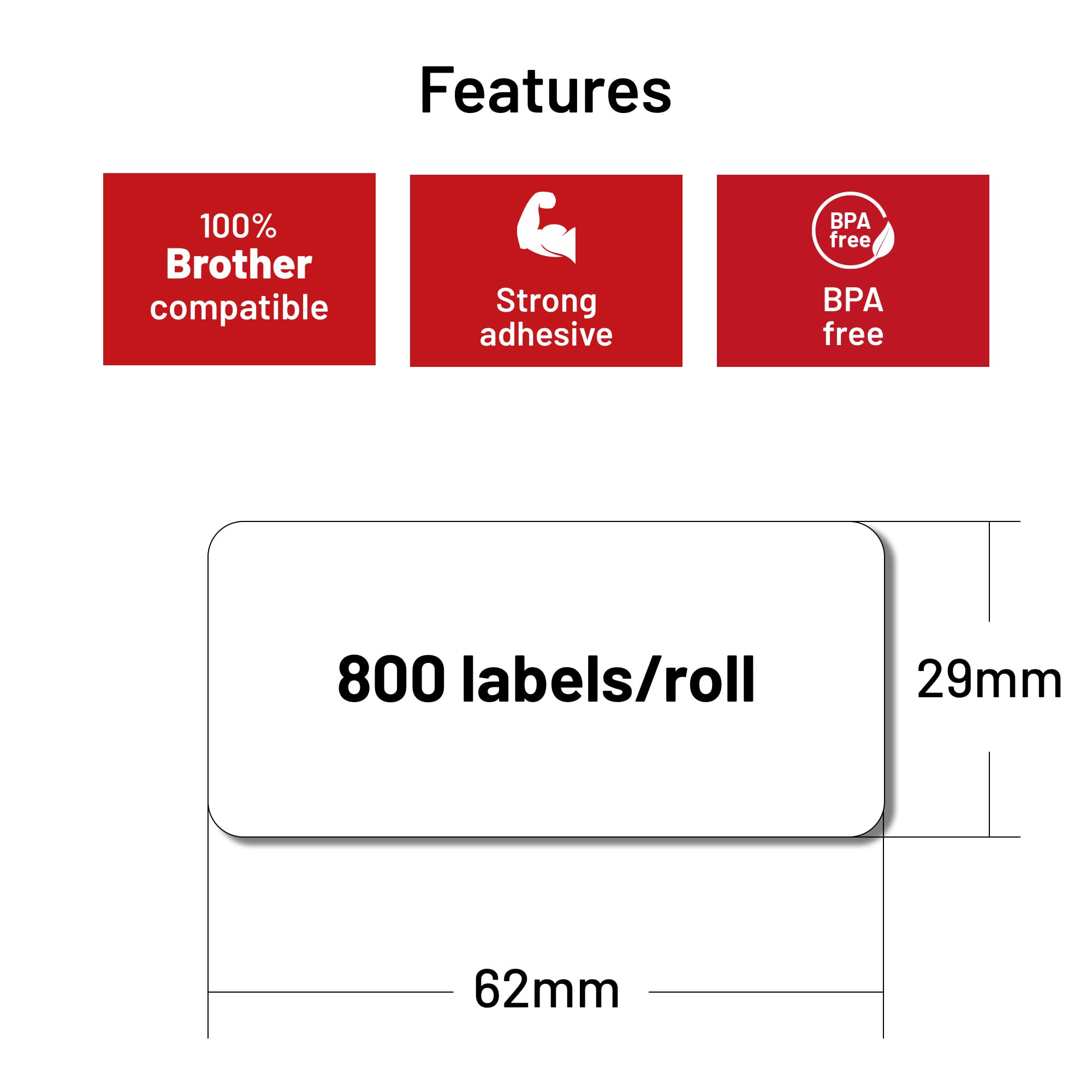 10 Rollen Label Kompatibel Zu Brother DK11209 – 62x29 Mm, 800 Etiketten + Wechselhalter