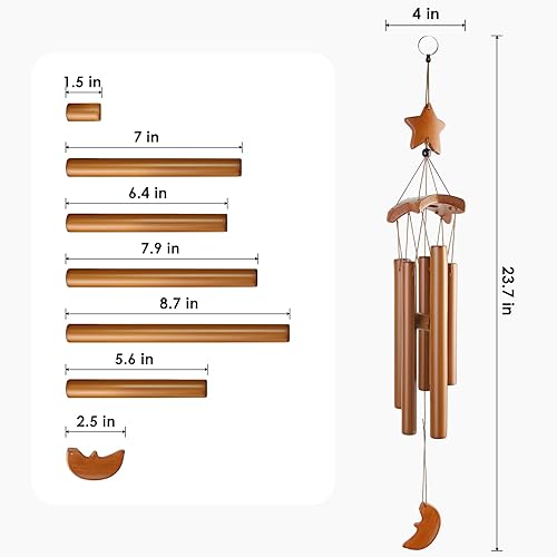 Miniatura 6 de Campanillas de viento de bambú para exteriores, campanillas de viento de madera para exteriores con increíble tono profundo, campanilla de viento de