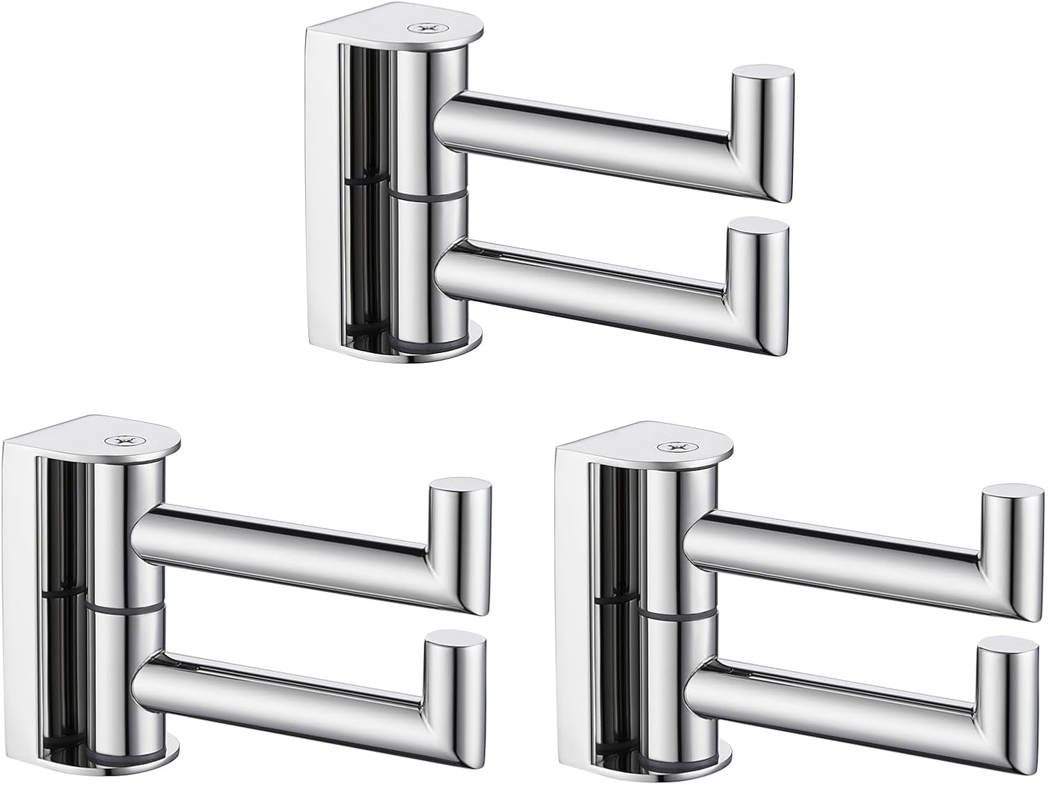 Angle Simple Double Swivel Robe Hook 3 PCS (Polished Chrome)