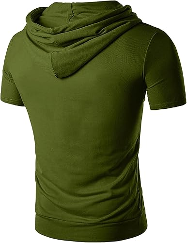 Miniatura 2 de WABEOR Sudadera con capucha de manga corta para hombre, para entrenamiento, ajuste entallado, atlética, con capucha, casual, con bolsillo, de