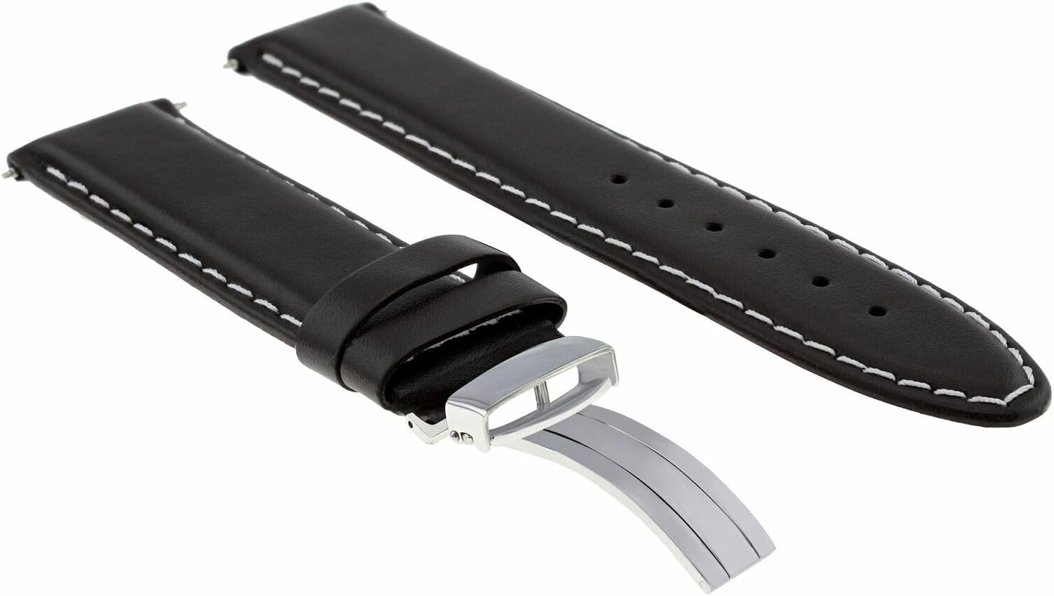 Ewatchparts 18-24mm Genuine Leather Watch Band Strap Smooth With Deployment Clasp Compatible With Tudor