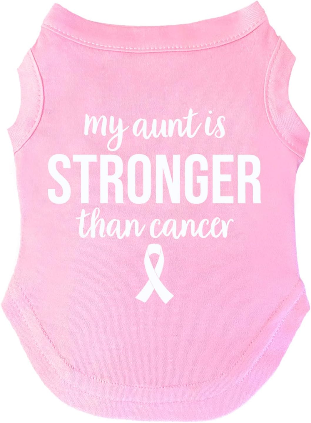 My Aunt is Stronger Than Cancer Dog Tee Shirt Sizes for Puppies, Toys, and Large Breeds (Baby Pink, 2X-Large 1135)