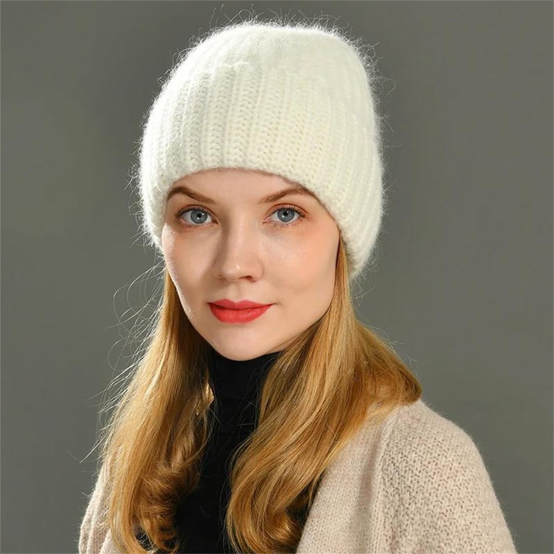Wvapzxx Femmes Hiver Chapeaux Extensible Décontracté Femmes Bonnet Couleur Unie Chapeaux Pour Filles Baggy Longs Chapeaux Côtelé Cachemire Tricoté Sans Bride Bonnet
