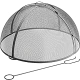 YITAHOME Heavy-Duty Fire Pit Spark Screen with Handle and Poker, Easy-Opening Metal Fire Pit Cover for 36-Inch Round Outdoor Fire Pits