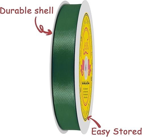 Miniatura 1254 de Cinta de satén verde esmeralda de doble cara de 1-1/2 pulgadas x 50 yardas, cinta de poliéster verde esmeralda para envolver regalos, muy adecuada