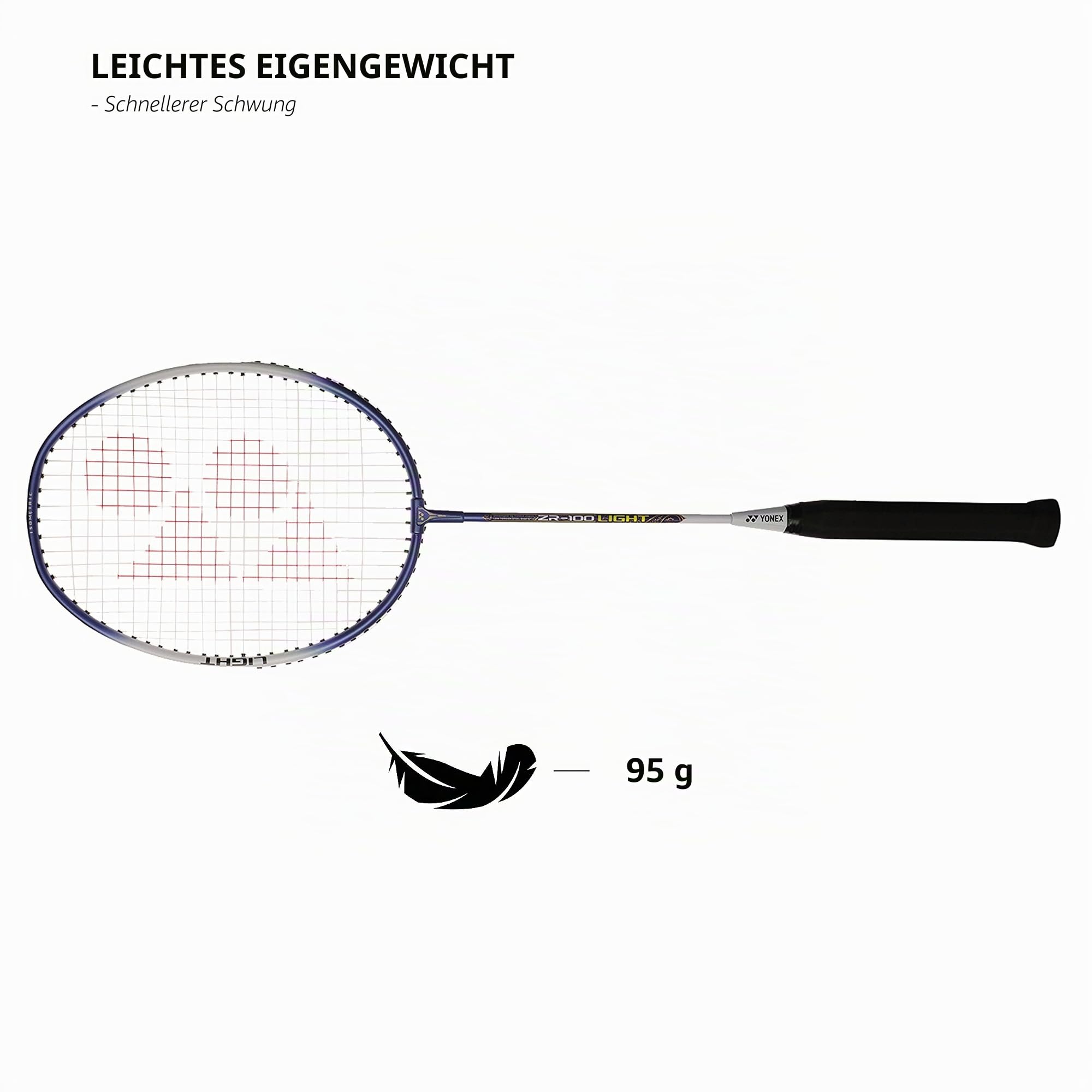 Yonex 2er Set Badmintonschläger ZR 100 Leichtaluminium mit Kopfhaube | Made in India