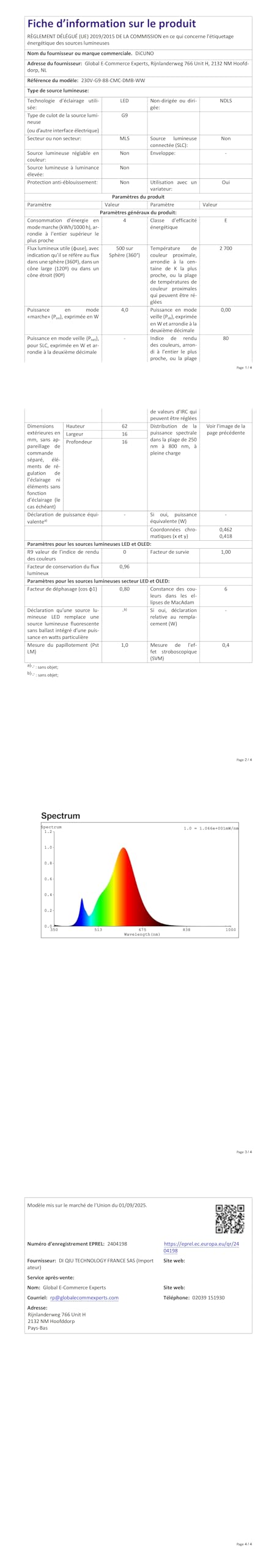 DiCUNO Żarówki LED G9, światło ciepłe białe 2700K, 4W, odpowiednik halogenu 40W, 500 lm, z możliwością ściemniania, energooszczędne żarówki LED G9 do żyrandoli i lamp sufitowych, 10 szt.