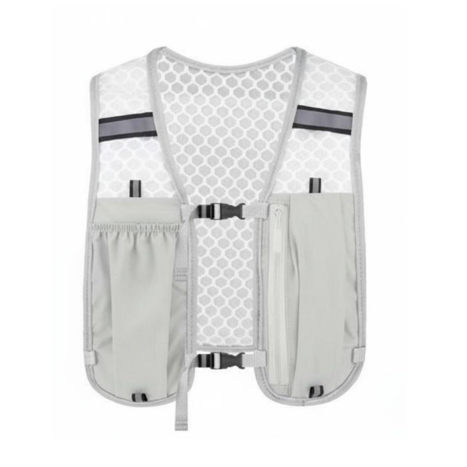 SNAPPSY Adjustable Straps Hydration Vest Breathable Mesh Running Vest Reflective Multi-Pocket for Runners, Cyclists, Hikers, Outdoor, Long-Distance Race, Gym, Grey-picture-9