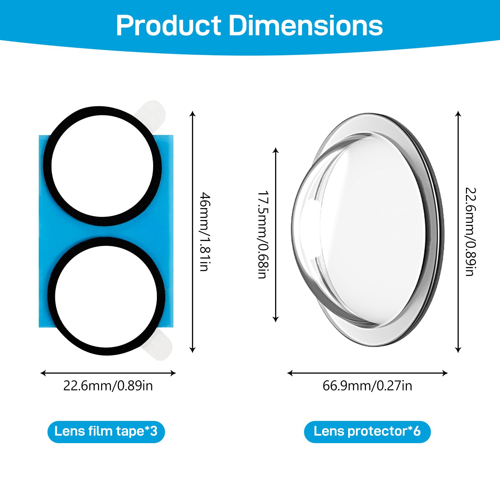 6 Pièces Protection d'objectif pour Caméra de Recul de Voiture Kit,360° Transparentes Protection de Caméra de Voiture Contre la Pluie, pour Voitures, SUV