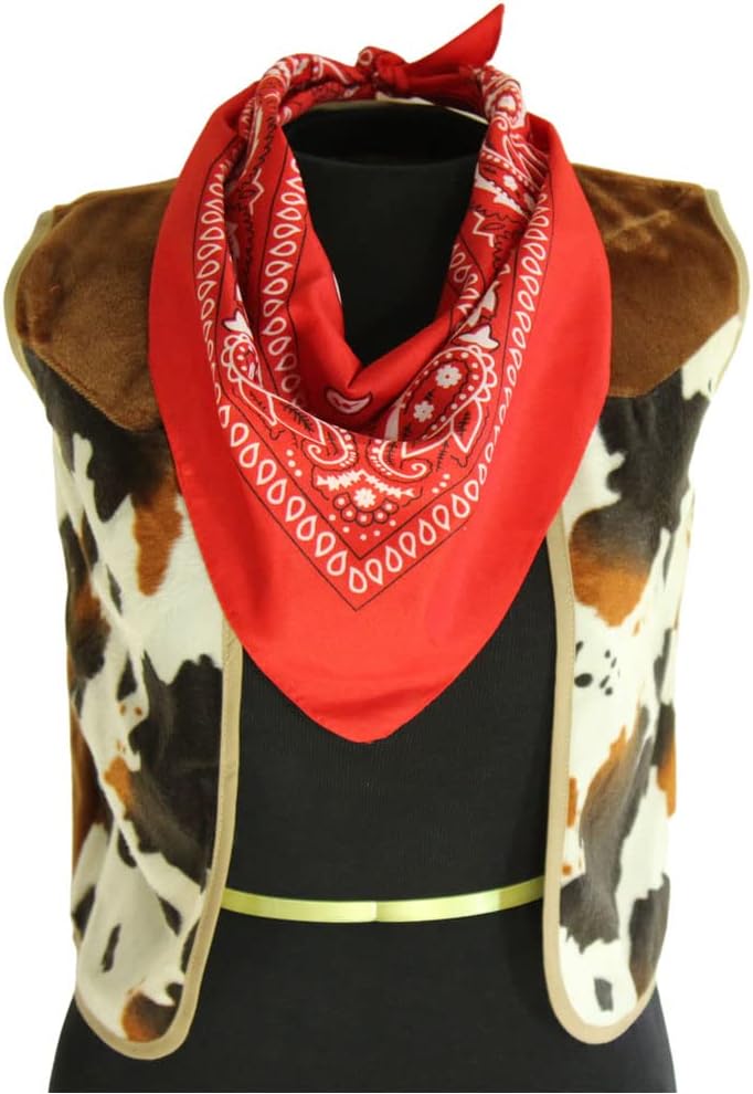 Kids Western Rodeo Cowboy or Cowgirl Classic Costume Set - Vest, Brown Hat, Bandana (Choose Color and Size) - Image 7