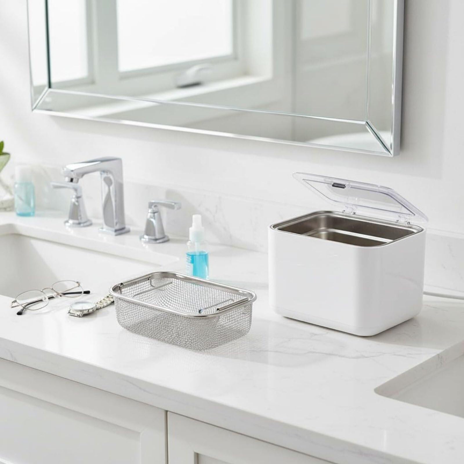 Ultradźwiękowy kosz do czyszczenia części zegarków, kosz ze stali nierdzewnej o drobnych oczkach | Do czyszczenia ultrasonicznego, precyzyjny kosz sitkowy dla zegarmistrzów i naprawy biżuterii, odporny na korozję (1,3 l)