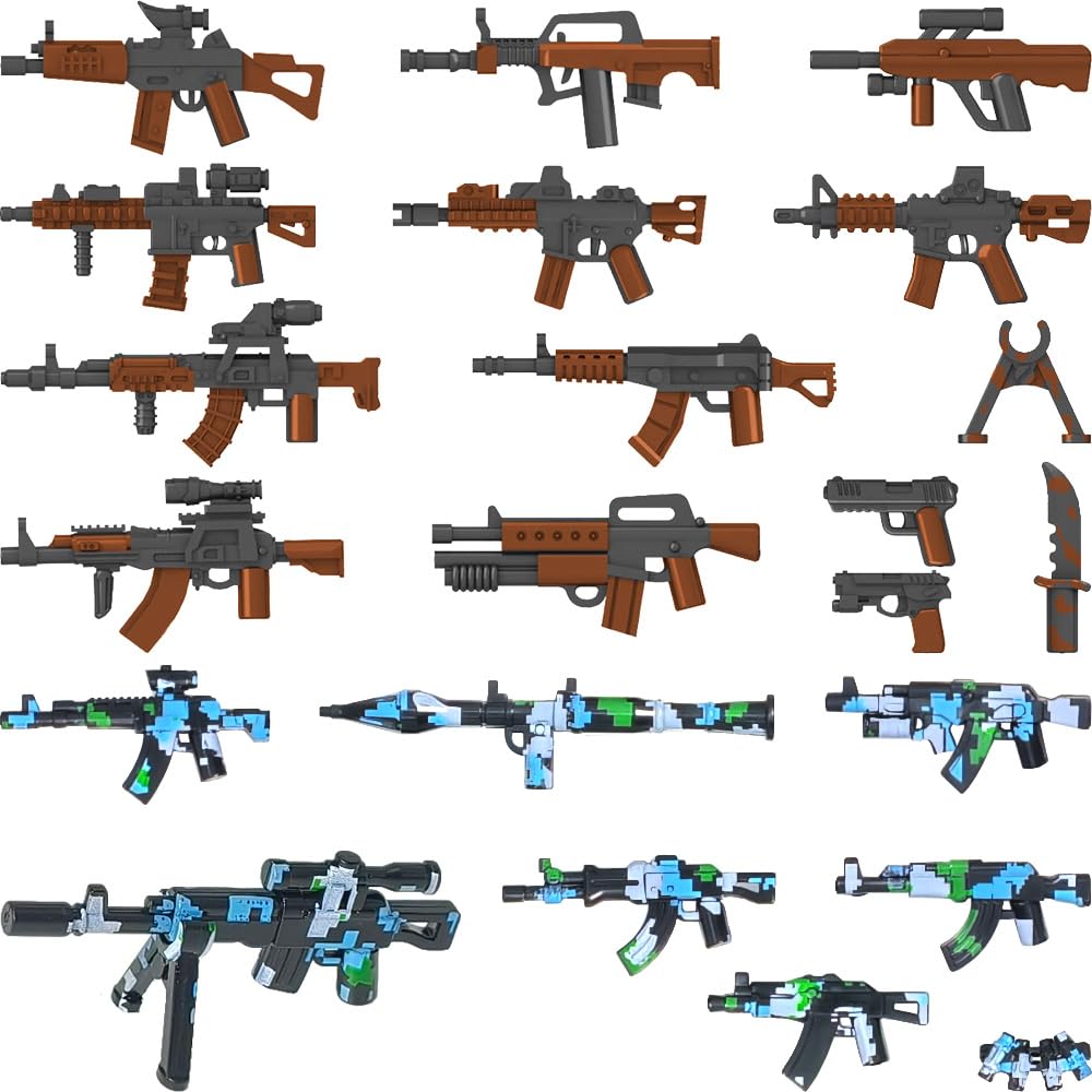 390 Pezzi Set Armi Militari Giocattoli Mattoncini Equipaggiamento Soldato, Elmetto Mimetizzato, Gilet Tattico, Scudi, Mitragliatrice Gatling, Compatibile con le Principali Minifigure