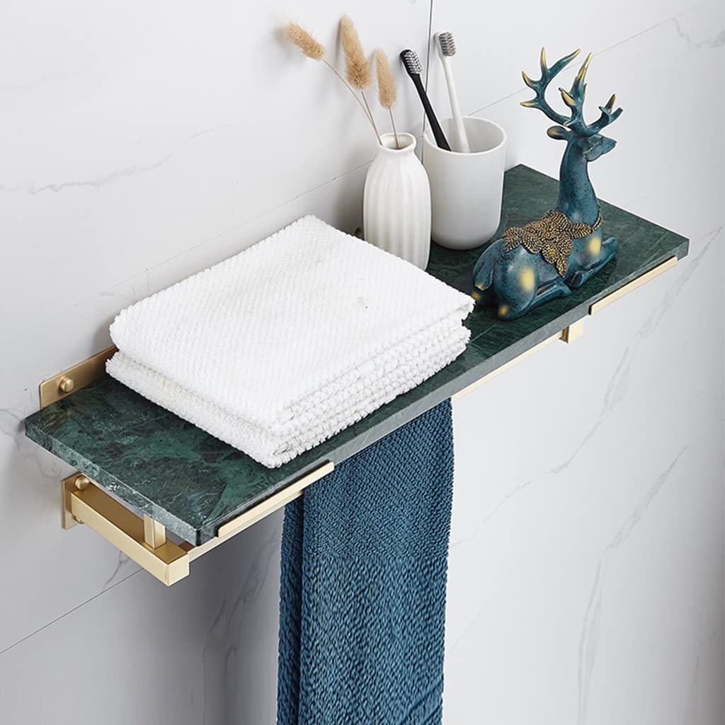 Étagère de salle de bain en cuivre or brossé et vert foncé haut de gamme