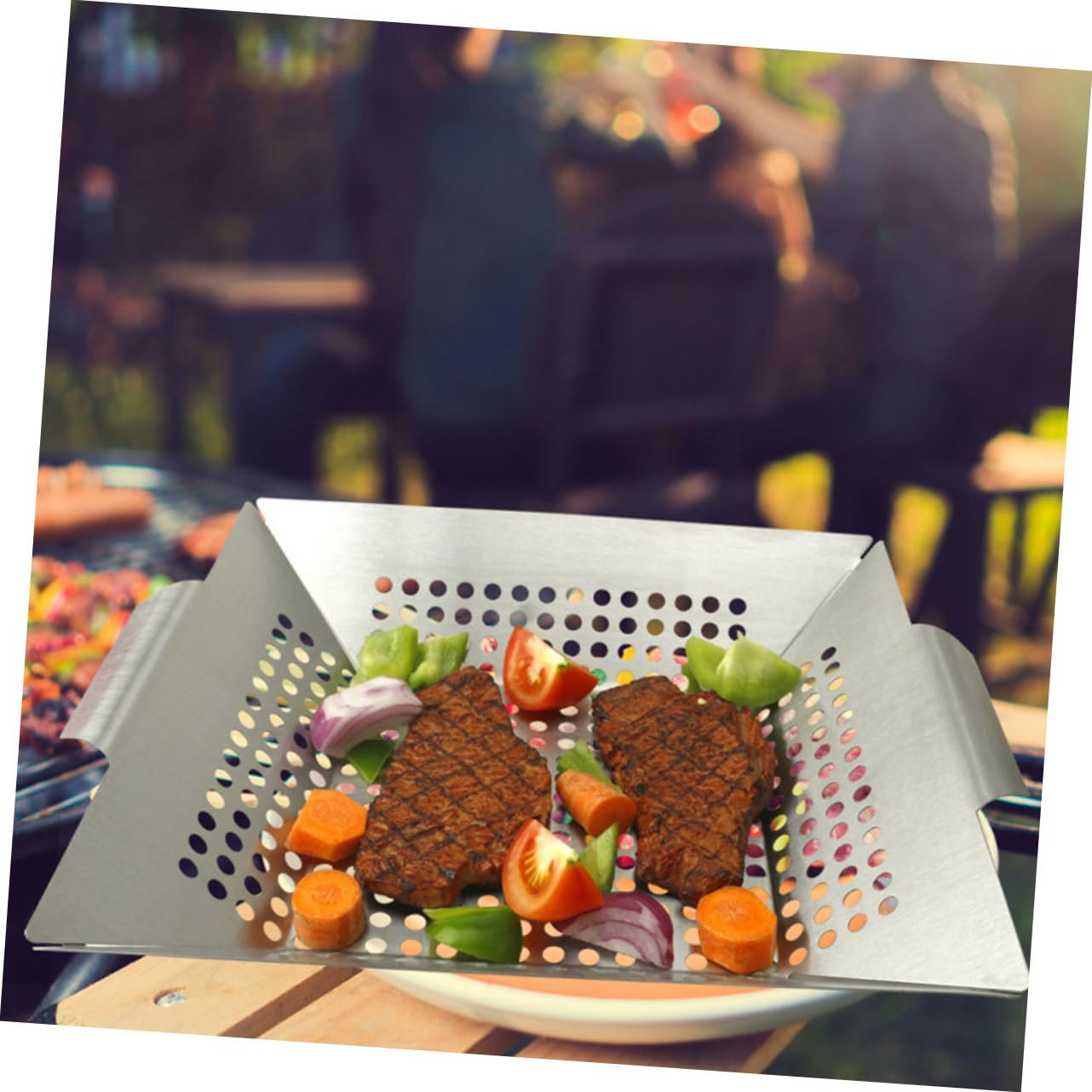 SUPVOX Panier à Grillades en Acier Inoxydable 430, Lot de 2 Paniers de Légumes pour Barbecue, Robuste et Facile à Utiliser, pour Familles et Restaurants