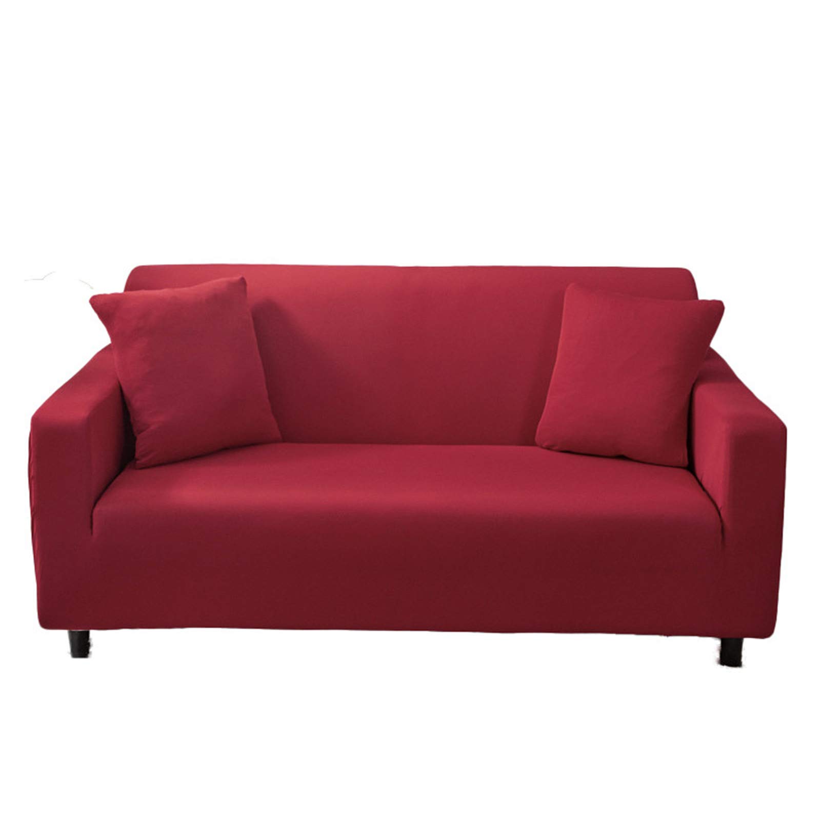 Housse de canapé extensible 2 places en tissu élastique couleur pâte de haricot rouge