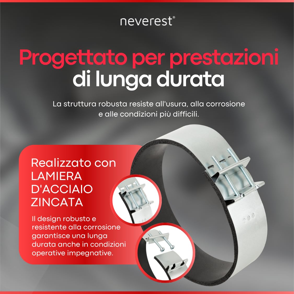 neverest® MAN 200mm Collare di Fissaggio 2 pezzi
