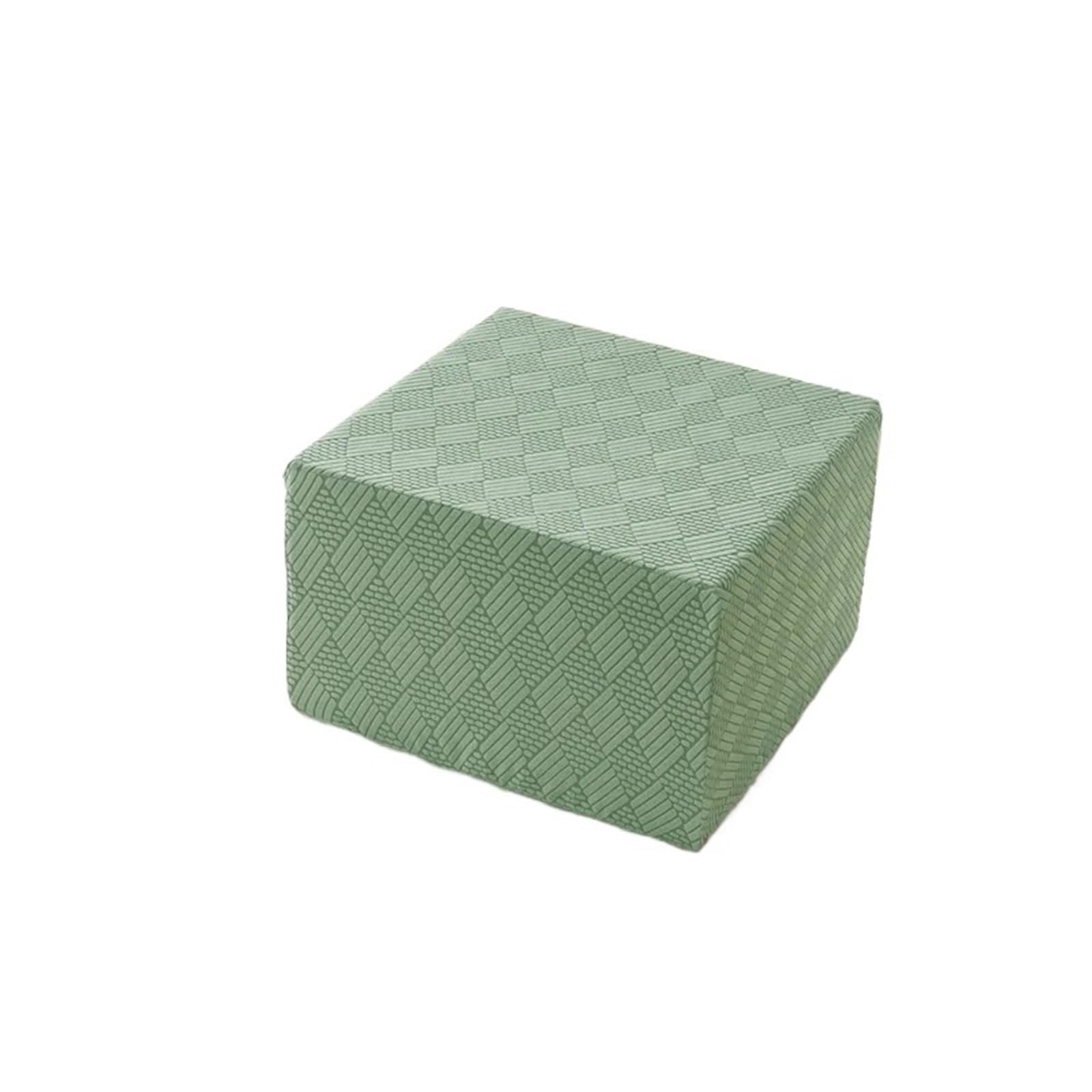 BOJHGO 1Pcs Stretch Ottoman Stool Cover Solid Color Square Footstool Covers All-inclusive Footrest Slipcovers Living Room to Clean Cover(Green,L)