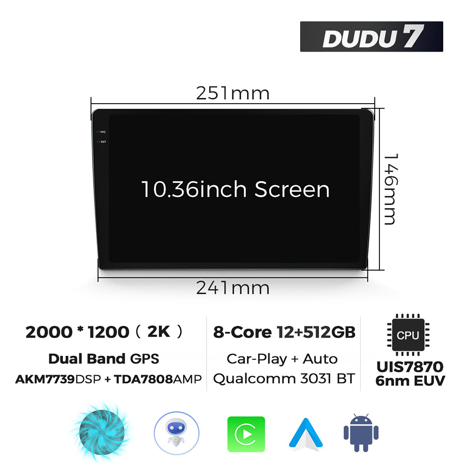 Amazon.com: DUDUAUTO DUDU7 Universal Car Stereo Radio with Carplay