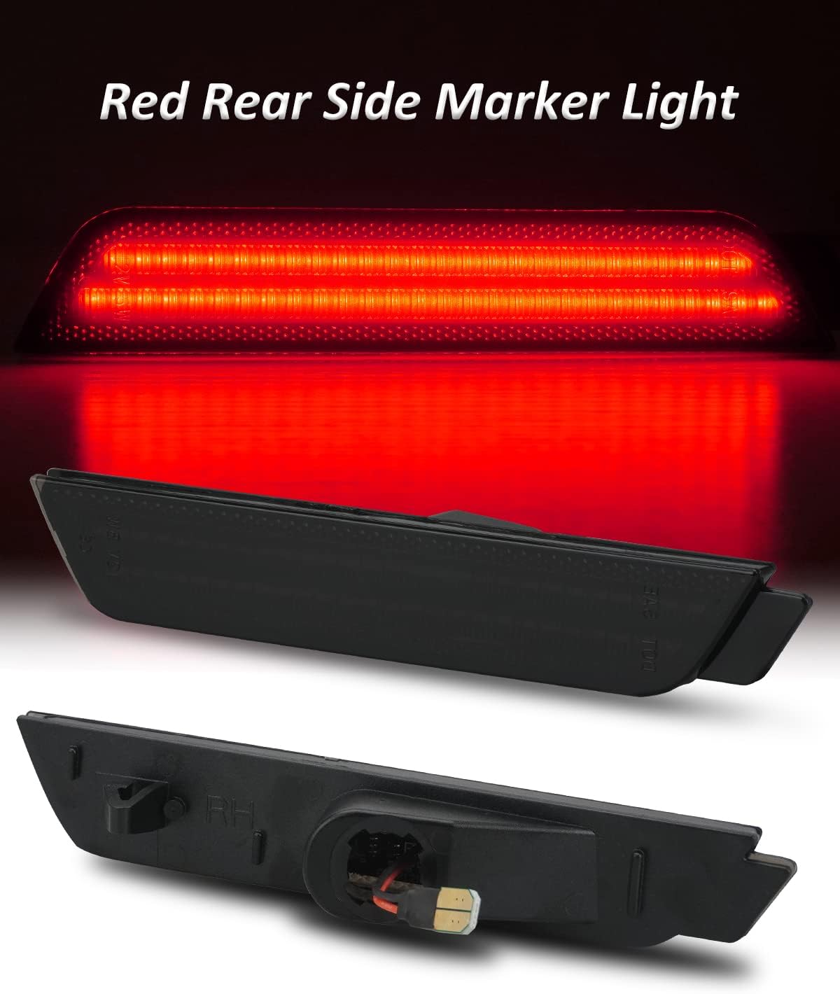 Bestview Side Marker Light Assembly Compatible with Chevy Camaro 2010 2011 2012 2013 2014 2015 Amber Front Red Rear Fender Side Marker Lamps Reflectors, 4 PCS