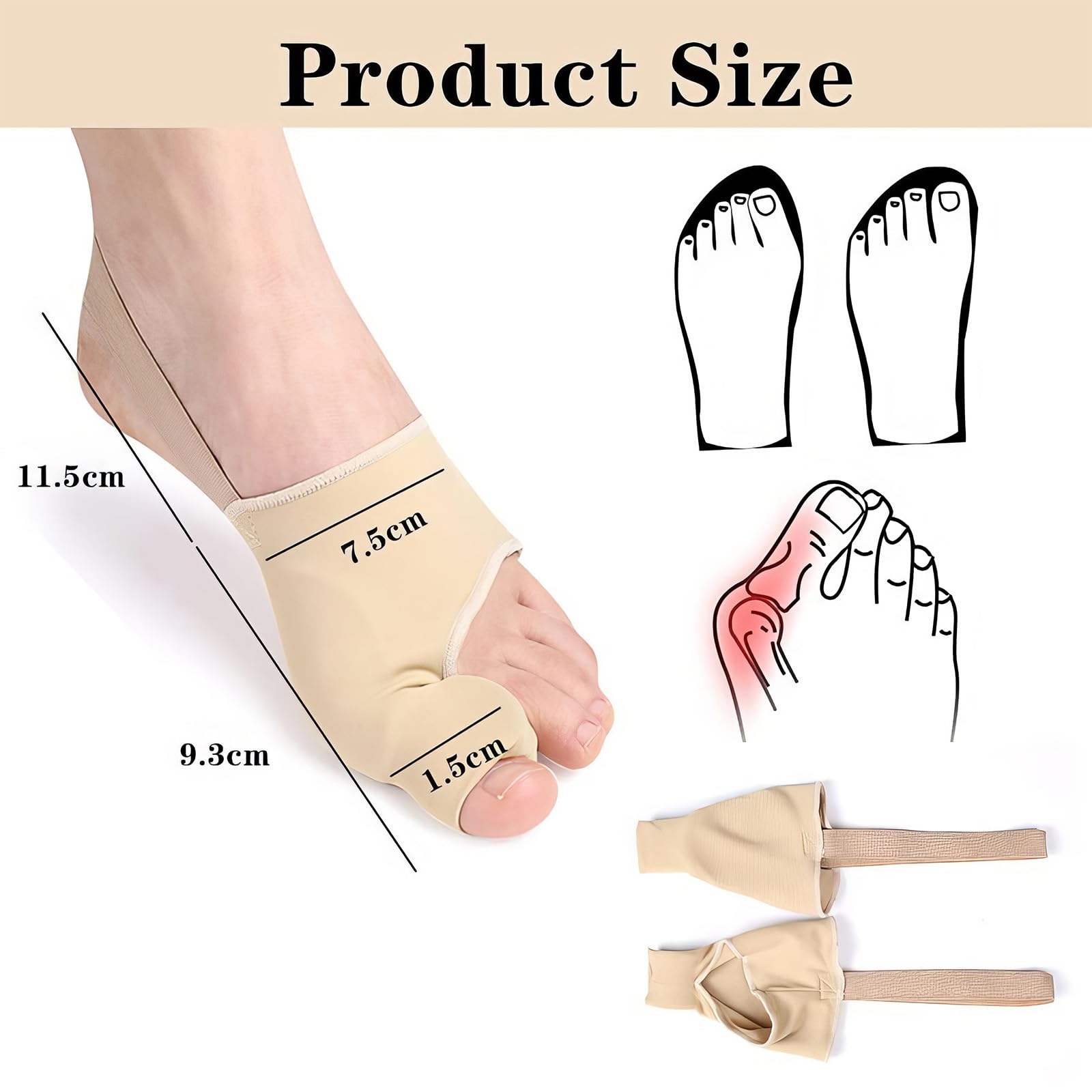 1 Paar Hallux Valgus Socken Mit Gel-Pad Schutz, Schmerzlinderung Bei Überlappung Der Zehen