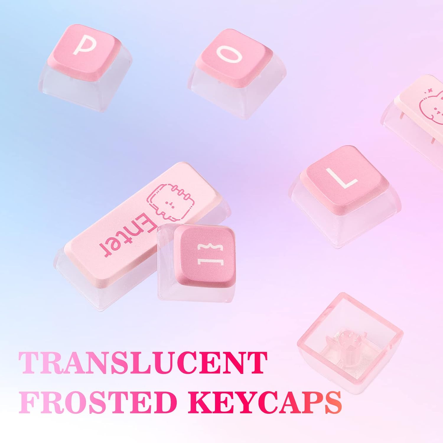 CHICHEN Mechanical Gaming Keyboard,Cool RGB Backlit,2.4Ghz Wireless/Bluetooth/USB-C,Hot Swappable 80% Keyboard with Ice Switch, Triple Modes Keyboard for Windows/Mac (Translucent Frosted Pink)